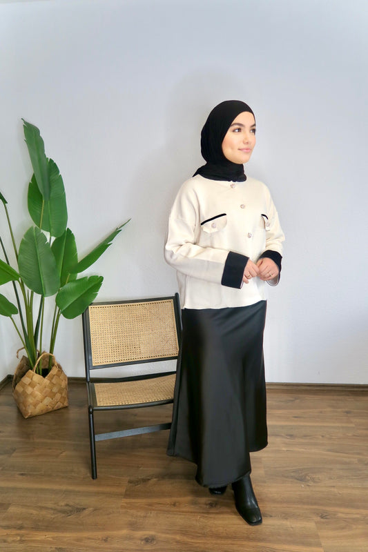 INAYA satin skirt in black