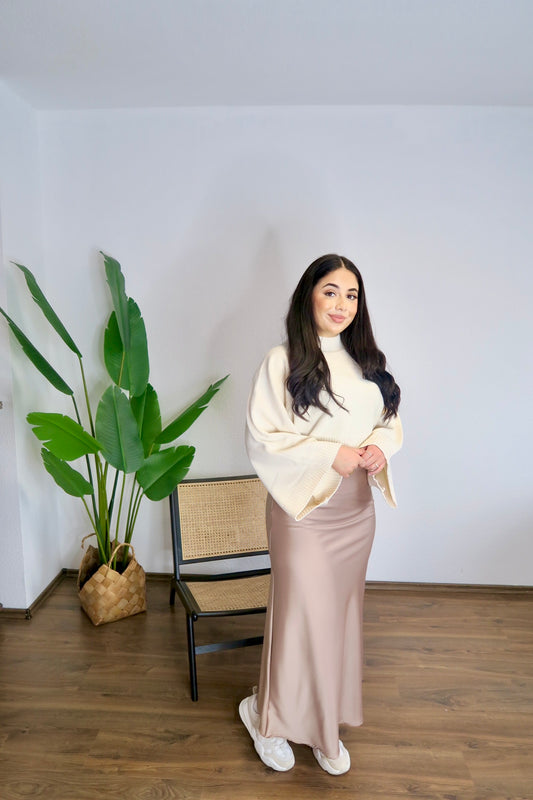 INAYA satin skirt in beige